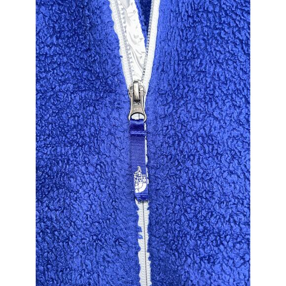 The North Face Girl's Full Zip Collared Blue Sherpa Jacket Medium - Picture 9 of 9